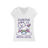 Gaming Is Meow-gical T-Shirt (V-Neck) white