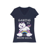 Gaming Is Meow-gical T-Shirt (V-Neck) navy