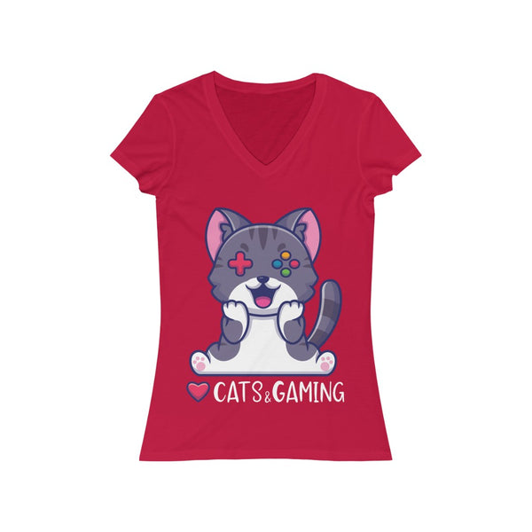 Love Cats and Gaming T-Shirt (V-Neck) red