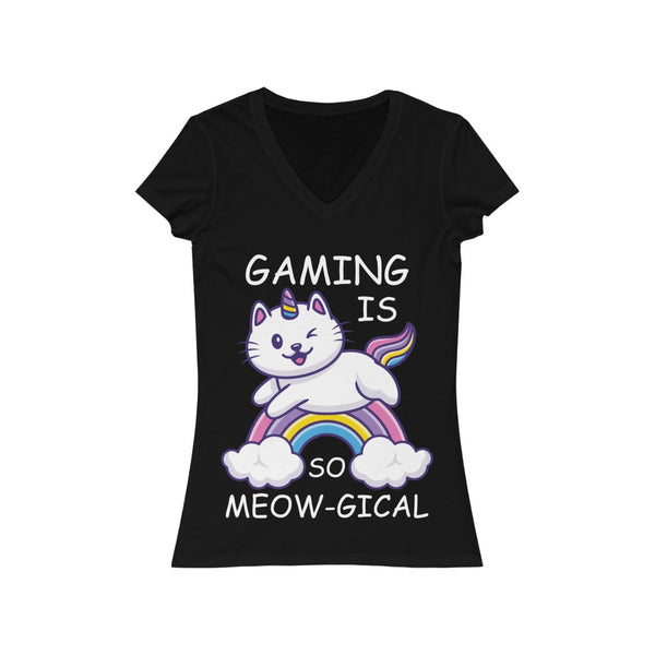 Gaming Is Meow-gical T-Shirt (V-Neck) black