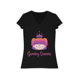 Gaming Queens T-Shirt (V-Neck, Purple Logo) black