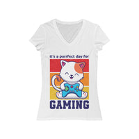 Puurfect Day for Gaming T-Shirt (V-Neck) white
