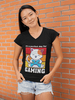 Puurfect Day for Gaming T-Shirt (V-Neck) black