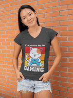 Puurfect Day for Gaming T-Shirt (V-Neck) grey