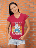 Puurfect Day for Gaming T-Shirt (V-Neck) red