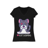 Love Cats and Gaming T-Shirt (V-Neck) black