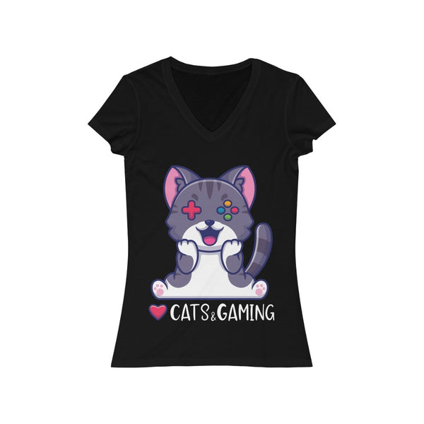 Love Cats and Gaming T-Shirt (V-Neck) black