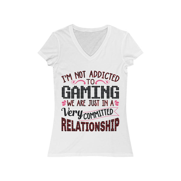 I'm Not Addicted To Gaming T-Shirt (V-Neck) white