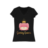 Gaming Queens T-Shirt (V-Neck, Gold Logo) black