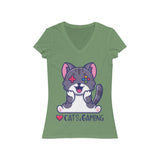 Love Cats and Gaming T-Shirt (V-Neck) leaf