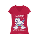 Gaming Is Meow-gical T-Shirt (V-Neck) red