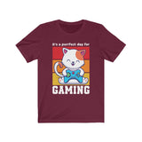Purrfect Day for Gaming T-Shirt (Unisex) maroon