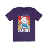 Purrfect Day for Gaming T-Shirt (Unisex) purple
